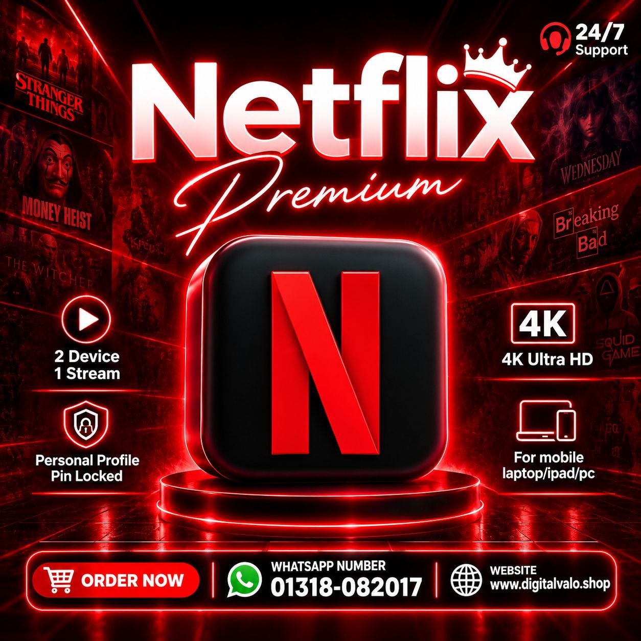 Netflix Premium Subscription – 1 Month | মাত্র ৳299